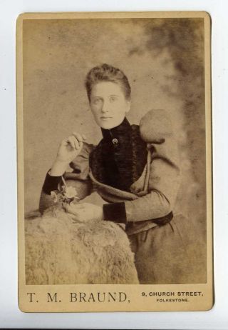 (klh6276 - 100) Victorian Real Cabinet Photo,  Lady In Crinoline,  Braund Folkestone