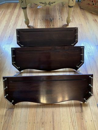 (3) Vintage Ethan Allen Georgian Court 24” Display Shelves With Brass Rails