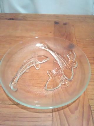 9 " Embossed Clear Glass Fish Plate
