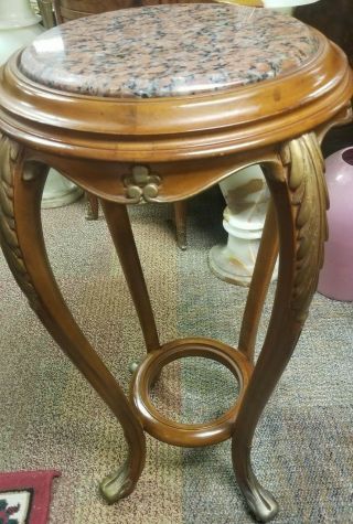 Small Accent Round Table With Marble Top