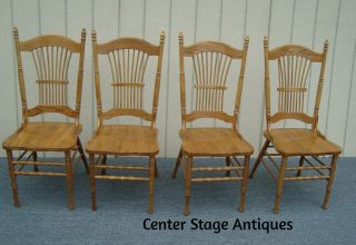 61462 Set Of 4 Solid Oak Dining Room Side Chairs