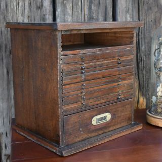 Antique 19th Century Coin Collectors Specimen Cabinet Bank Of Drawers