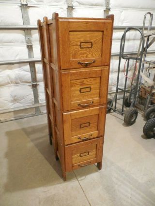 Antique Mission Oak 4 Drawer File Cabinet 1900 