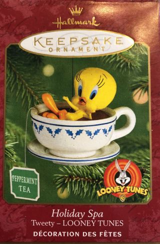 Hallmark Keepsake Ornament 2001 Holiday Spa Tweety Looney Tunes Christmas Tea