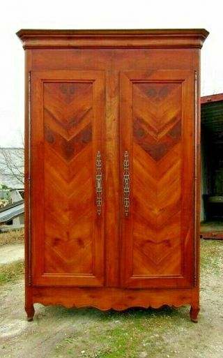 Antique 18th Century French Cherry Normandy Country Door Armoire Cabinet C1820