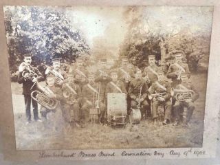 1902 Photograph Lamberhurst Village Brass Band Coronation Day In Kent