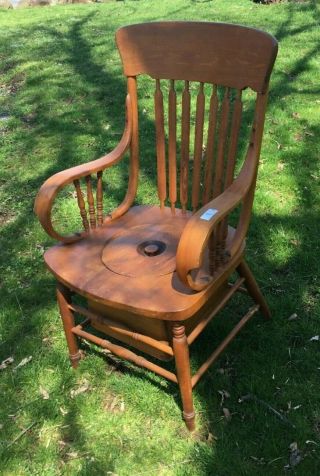 Vintage Antique Wooden Adult Sized Potty Chair Chamber Pot Handmade Commode