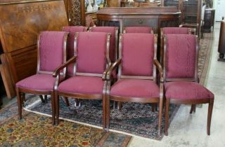 Set Of 8 Henredon Upholstered Dining Chairs | Burgundy