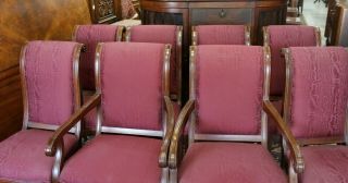 Set of 8 Henredon Upholstered Dining Chairs | Burgundy 3