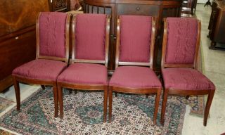 Set of 8 Henredon Upholstered Dining Chairs | Burgundy 5