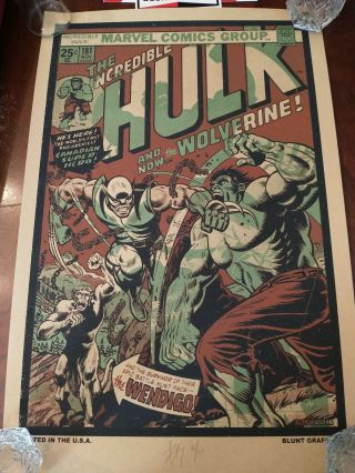 Blunt Graffix The Incredible Hulk 181 Poster 16 X 24 1st Wolverine Matt Dye