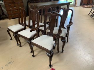 Henkel Harris Solid Mahogany Set of 6 Queen Anne Style Dining Room Chairs 1095 2