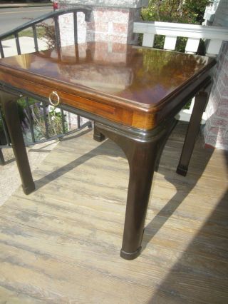 Vintage Drexel Heritage Asian style Burlwood Inlay Tables (Pair) 3
