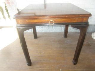 Vintage Drexel Heritage Asian style Burlwood Inlay Tables (Pair) 5