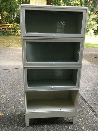 Industrial Metal And Glass Barrister Bookcase