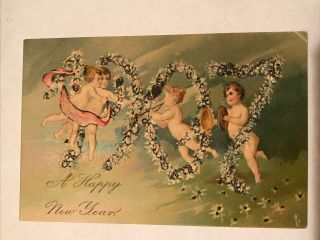 Vintage 1907 A Happy Year Embossed Postcard N16