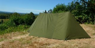 Canvas 2 Person Vintage Military Pup Tent With 2 Doors 10.  6 