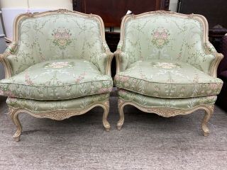 Baker Furniture French Louis Xv Style Bergere Chairs