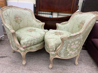 BAKER FURNITURE FRENCH LOUIS XV STYLE BERGERE CHAIRS 4