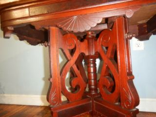 Victorian Walnut Brown Tennessee Marble Top Table Side Hall Console Eastlake 3
