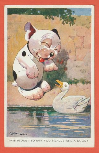 Vintage Uk Postcard This Is Just To Say You Really Are A Duck Valentines