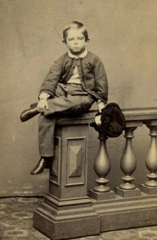 Civil War Era Antique Cdv Photo Cute Little Boy Fashion Hat By Atwood N Y