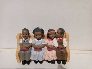 4 Children In A Church Pew Uti Ceramic 6 " Long Approx 4 " Tall