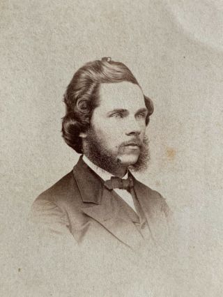 Antique Cdv Photo Civil War Era Man With Beard Ithaca York