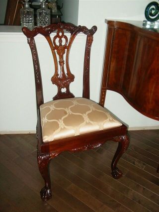 Theodore Alexander Dining Room Chairs Mahogany Chippendale Ball & Claw Set Eight