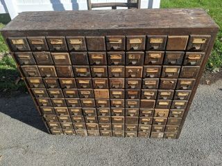 Vintage Apothecary Cabinet Industrial Wood 100 Multi Drawer Hardware Store
