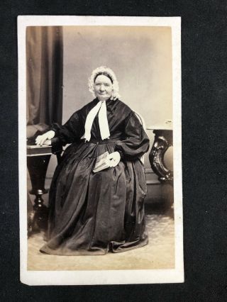 Victorian Carte De Visite Cdv: Lady Mourning White Cap: Bennett: Worcester
