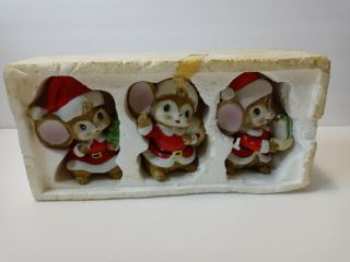 Vintage Homco Christmas Mice Handpainted Set Of Three Cute Decor 5405