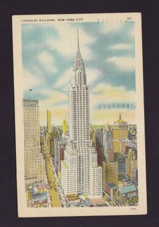 Old Vintage 1947 Linen Postcard Of Chrysler Building York City Ny