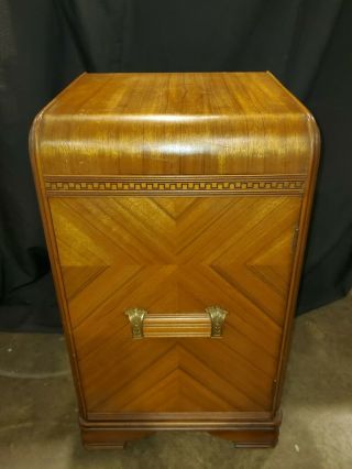 Antique Art Deco Waterfall Nightstand / Side Table