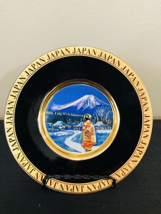 6 " Japanese Japan Collector Plate The Art Of Chokin Black Gold