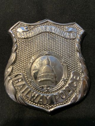 Obsolete Baltimore & Ohio Railrode Railway Metal Police Badge Vintage