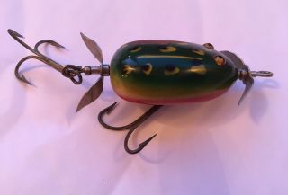 Rare Vintage Antique Pflueger Kent Frog Wooden Glass Eyed Fishing Lure