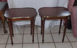 Mahogany Rosewood Inlaid End Tables / Side Tables (t718)