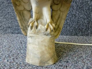 Art Deco Era Carved Marble Eagle Table Lamp with Alabaster Globe Shade 3