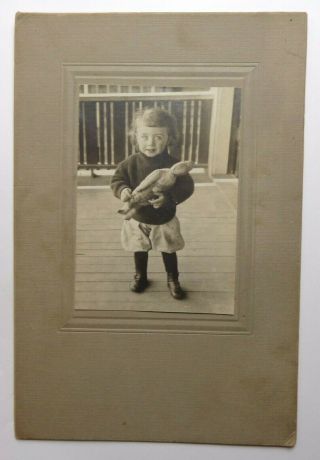 Circa 1900 - Doll Held By Child - Vintage Cabinet Photo,  5 " By 7 1/2 "