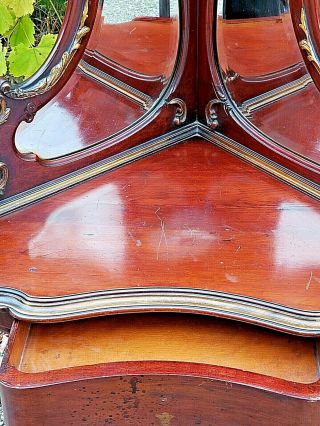 Victorian rare antique ornate Mahogany corner commode wash stand with mirrors 6