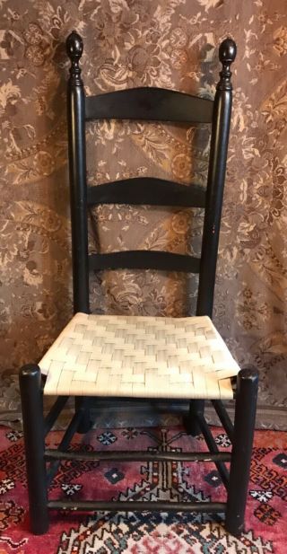 Early 19th Century England Shaker Style Ladderback Side Chair With Tape Seat