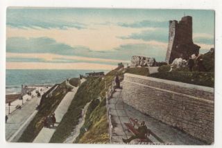 Castle Promenade Aberystwyth Cardiganshire Vintage Postcard 908b