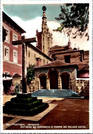 Vintage Postcard Entrance To The Convent Tower Of The Palace Hotel Portugal