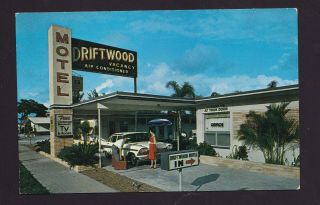 Old Vintage Postcard Of Driftwood Motel St Petersburg Florida Fl