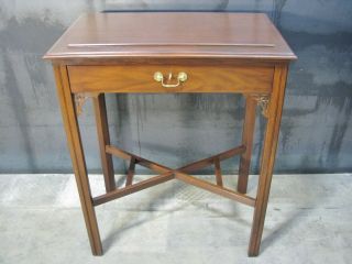 Baker Furniture Regency Style Burlwood Veneer Writing Desk / Library Table