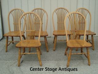 61156 Set Of 6 Solid Oak Dining Chairs
