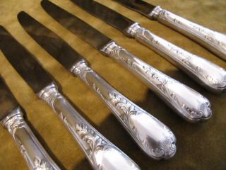 Vintage French Silverplate 6 Dessert Knives Christofle Marly Rococo R,