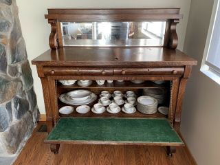 1890’s Antique Rockford National Tiger Oak Buffet/Sideboard with Mirror 3