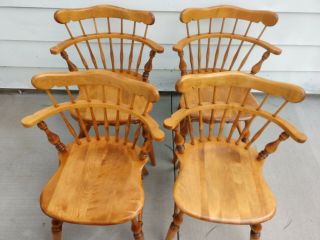 Vintage Ethan Allen Heirloom Nutmeg Solid Maple Comb Back Chairs 10 - 6040 2